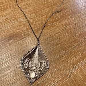 Butterfly metal long necklace